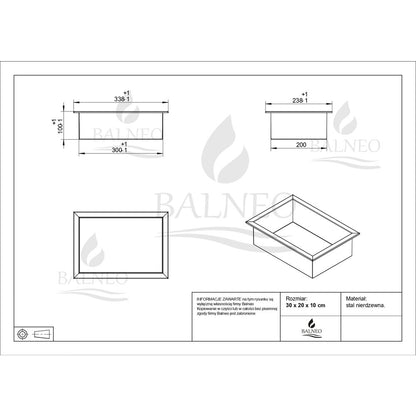 Вградена правоъгълна рафт Balneo Wall-Box One с размери 30x20x10 cm матово черен