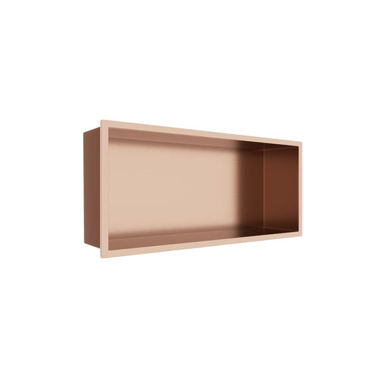 Вградена правоъгълна рафт Balneo Wall-Box One с рамка 45x20x10 cm в лъскав мед