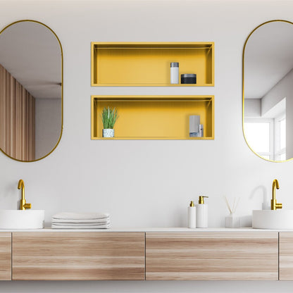 Вградена правоъгълна рафт Balneo Wall-Box One с размери 60x20x10 cm в лъскаво злато