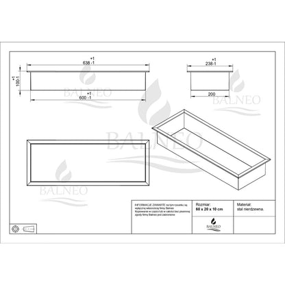 Вградена правоъгълна рафт Balneo Wall-Box One с размери 60x20x10 cm в лъскаво злато