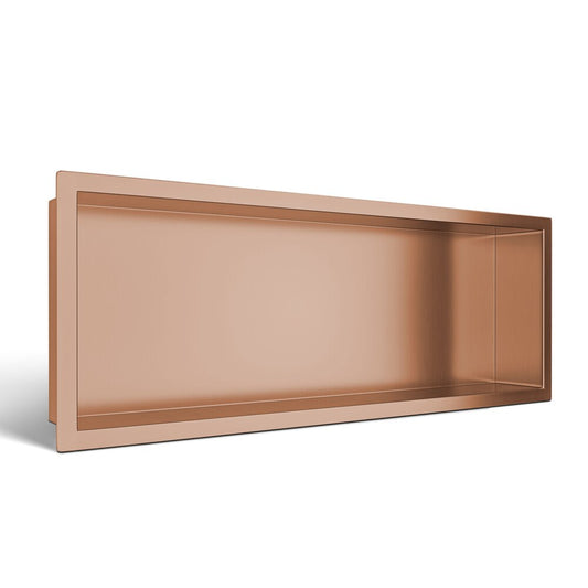 Вградена правоъгълна рафт Balneo Wall-Box One с рамка 60x20x10 cm в лъскав мед