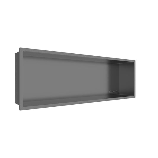 Вградена правоъгълна рафт Balneo Wall-Box One с рамка 60x20x10 cm Gun Metal