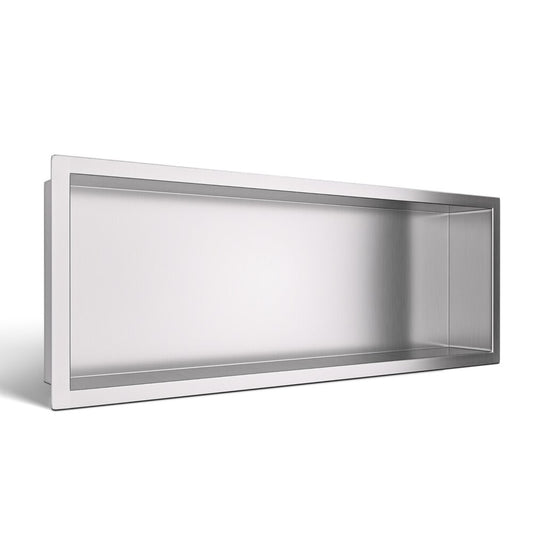 Вградена правоъгълна рафт Balneo Wall-Box One с рамка 60x20x10 cm инокс