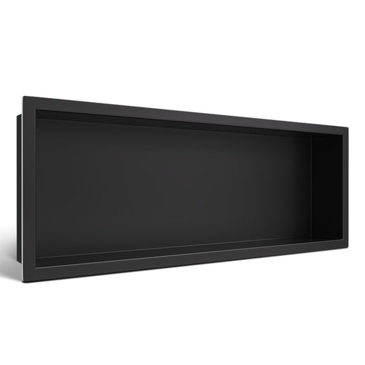 Вградена правоъгълна рафт Balneo Wall-Box One с рамка 60x20x10 cm матово черен