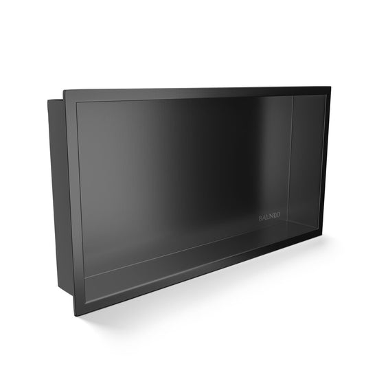 Вградена правоъгълна рафт Balneo Wall-Box One с рамка 60x30x7 cm Gun Metal