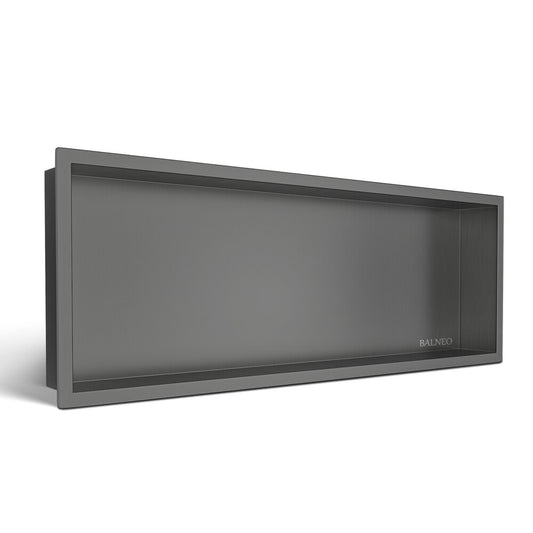 Вградена правоъгълна рафт Balneo Wall-Box One с рамка 90x30x7 cm Gun Metal