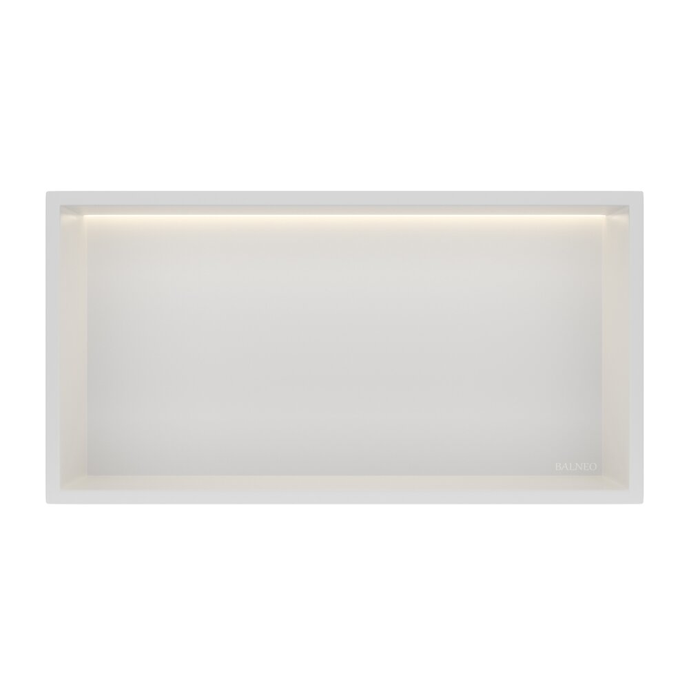 Вградена правоъгълна рафт Balneo Wall-Box One LED с рамка 60x30x10 cm бял мат