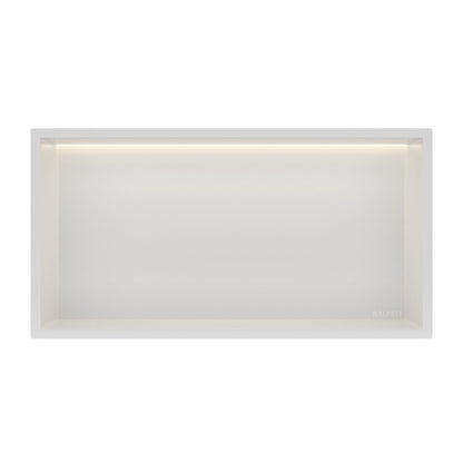 Вградена правоъгълна рафт Balneo Wall-Box One LED с рамка 60x30x10 cm бял мат