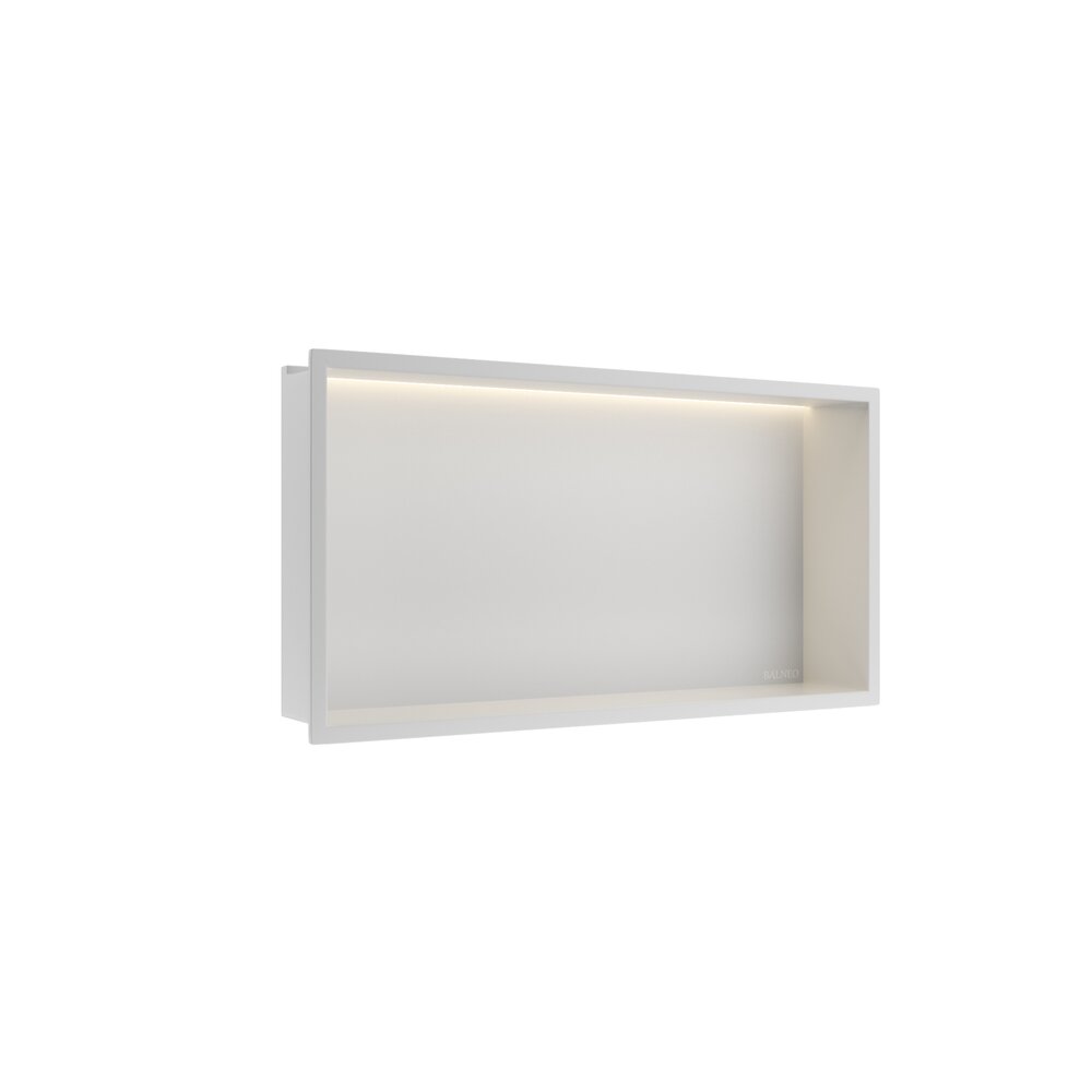 Вградена правоъгълна рафт Balneo Wall-Box One LED с рамка 60x30x10 cm бял мат