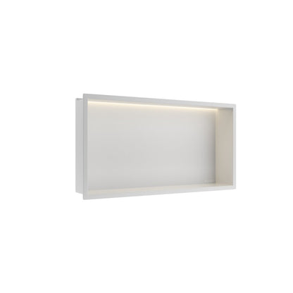 Вградена правоъгълна рафт Balneo Wall-Box One LED с рамка 60x30x10 cm бял мат