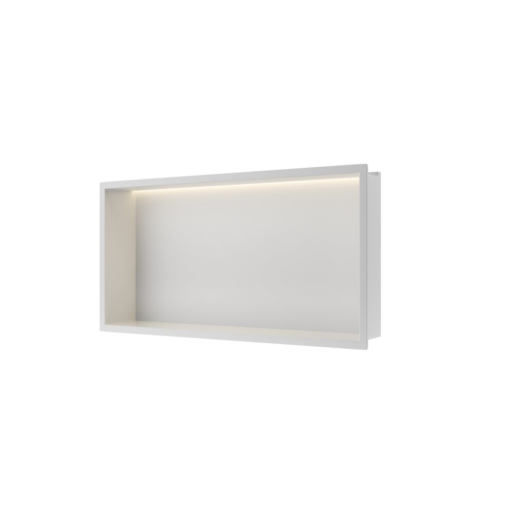 Вградена правоъгълна рафт Balneo Wall-Box One LED с рамка 60x30x10 cm бял мат