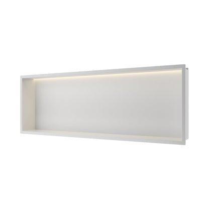 Вградена правоъгълна рафт Balneo Wall-Box One LED с рамка 90x30x10 cm бял мат