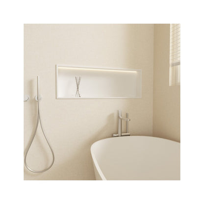 Вградена правоъгълна рафт Balneo Wall-Box One LED с рамка 90x30x10 cm бял мат