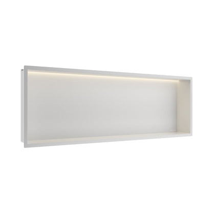 Вградена правоъгълна рафт Balneo Wall-Box One LED с рамка 90x30x10 cm бял мат