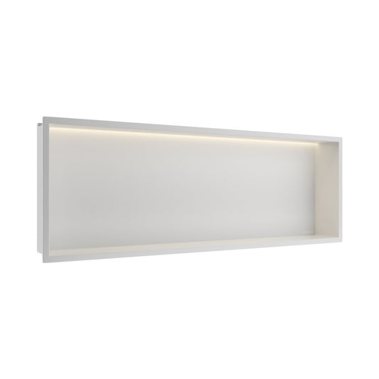 Вградена правоъгълна рафт Balneo Wall-Box One LED с рамка 90x30x10 cm бял мат