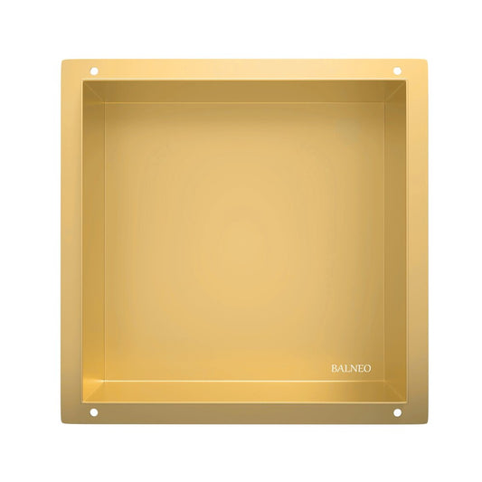 Вградена квадратна рафт Balneo Wall-Box No Rim 30x30x10 cm в лъскаво злато без рамка