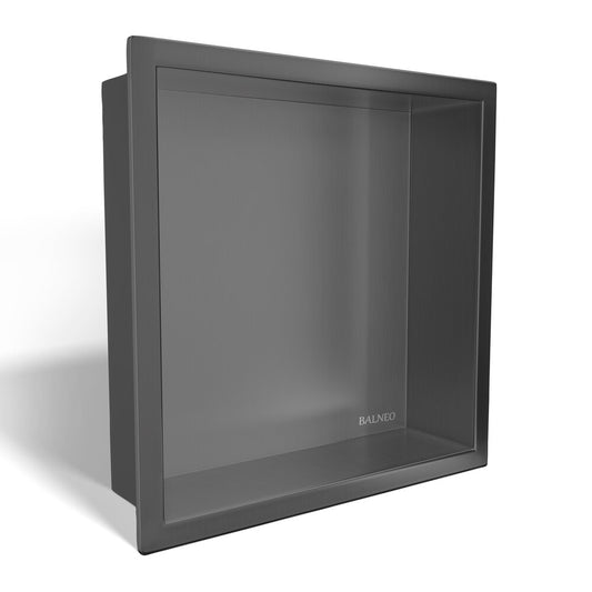 Вградена квадратна рафт Balneo Wall-Box One с рамка 30x30x7 cm Gun Metal