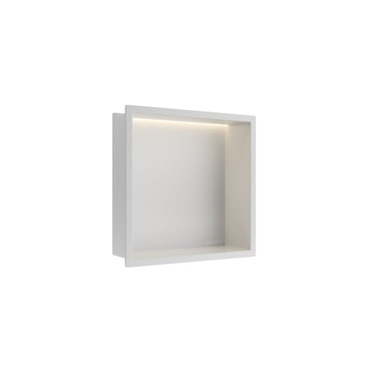 Вградена квадратна рафт Balneo Wall-Box One LED с рамка 30x30x10 cm бял мат