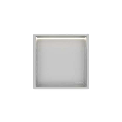 Вградена квадратна рафт Balneo Wall-Box One LED с рамка 30x30x10 cm инокс
