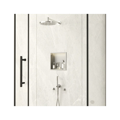 Вградена квадратна рафт Balneo Wall-Box One LED с рамка 30x30x10 cm инокс