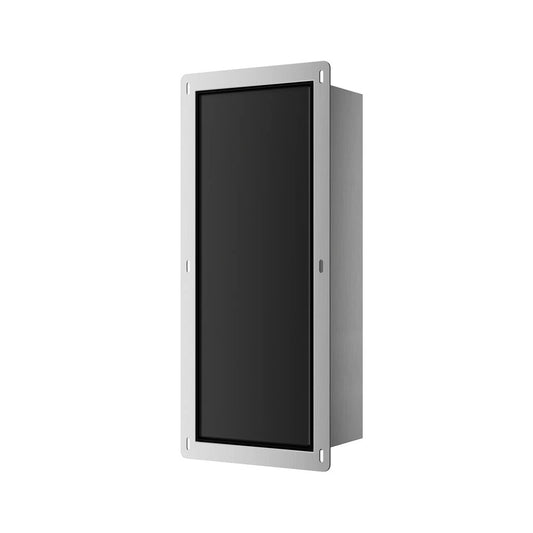 Вградена стойка за тоалетна четка Balneo Wall Box S от неръждаема стомана, ляво отваряне, черно покритие, 54 cm