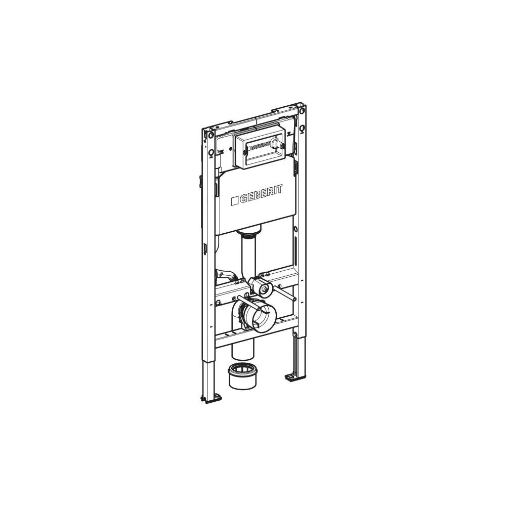 Вградена тоалетна резервоар Geberit Delta 100, h-112 cm, дълбочина 12 cm и рамка с предно управление