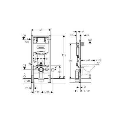 WC резервоар с вградена рамка Geberit Duofix Omega с дебелина 12 см