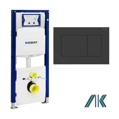 Вградена тоалетна резервоар Geberit Duofix Sigma с комплект за монтаж и бутон Sigma30 черен мат