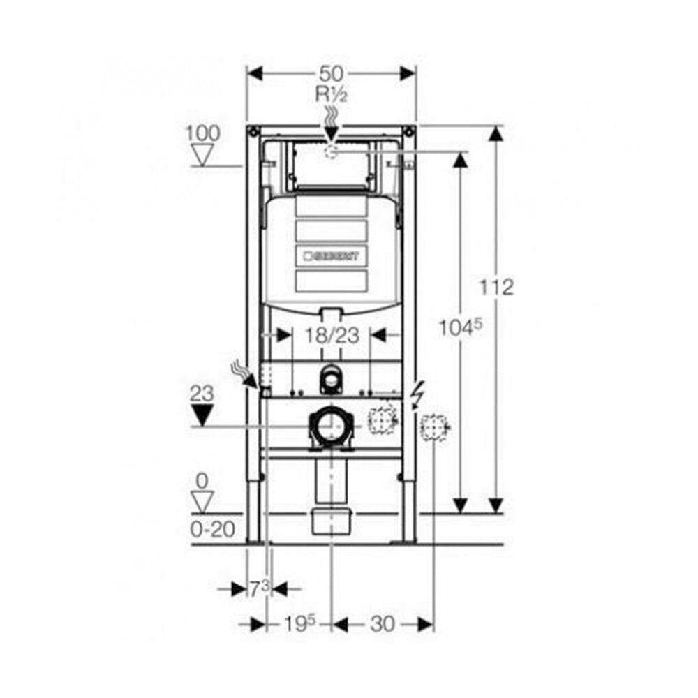 Вградена тоалетна резервоар Geberit Duofix Sigma с комплект за монтаж и бутон Sigma30 черен мат