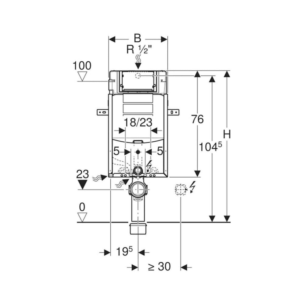 Geberit Sigma Concealed Cistern with Kombifix Frame for Wall-Hung Toilet 108 cm