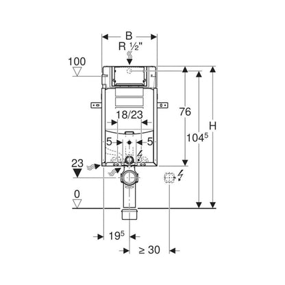 Geberit Sigma Concealed Cistern with Kombifix Frame for Wall-Hung Toilet 108 cm