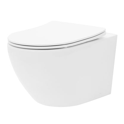 Вградена тоалетна чиния Hansgrohe iFrame 112 cm с бутон iFrame Element E бял мат и тоалетна чиния Rune Ivaldi бяла с капак softclose