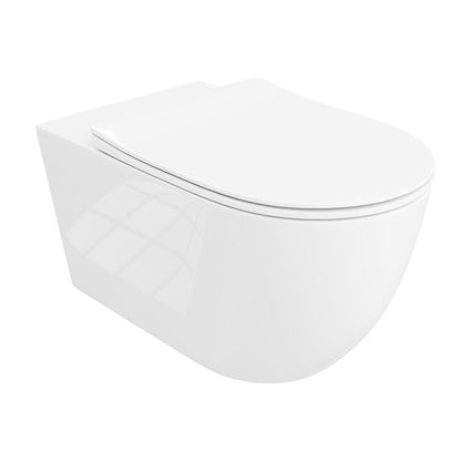 Вградена резервоар Hansgrohe iFrame 112 cm с бутон iFrame Element E бял мат и тоалетна чиния Rune Ivaldi Grande бяла с капак softclose
