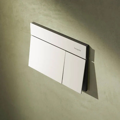 Вградена резервоар Hansgrohe iFrame 112 cm с бутон iFrame Element E бял мат и тоалетна чиния Rune Ivaldi Grande бяла с капак softclose