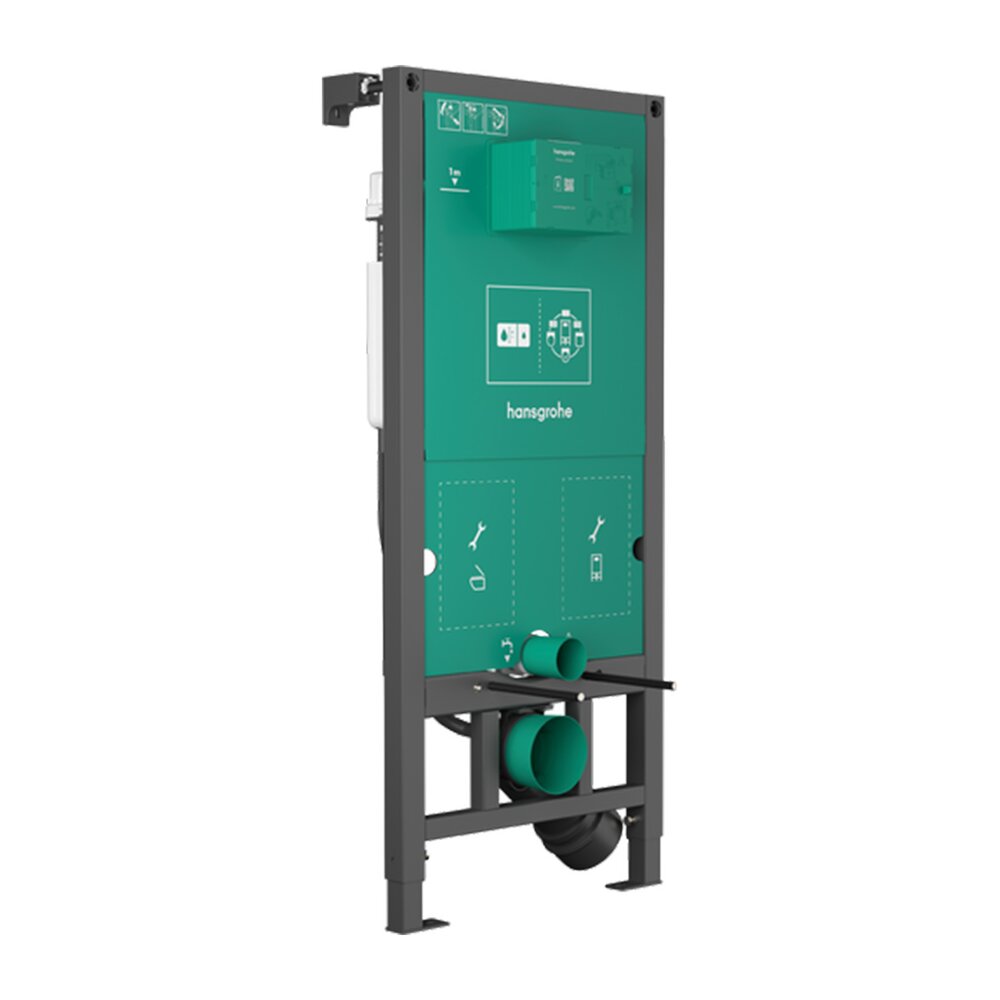 Вградена тоалетна резервоар Hansgrohe iFrame 112 cm с бутон iFrame Element E бронз перлат и тоалетна чиния Rune Jord бяла с капак softclose