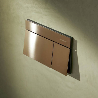 Вградена тоалетна резервоар Hansgrohe iFrame 112 cm с бутон iFrame Element E бронз перлат и тоалетна чиния Rune Jord бяла с капак softclose