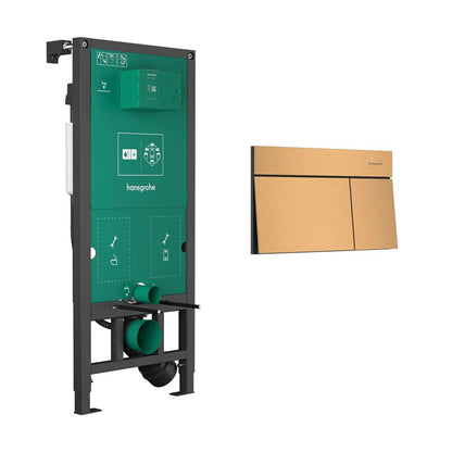 Вградена резервоар Hansgrohe iFrame 112 cm за окачена тоалетна и бутон iFrame Element E бронз перлен