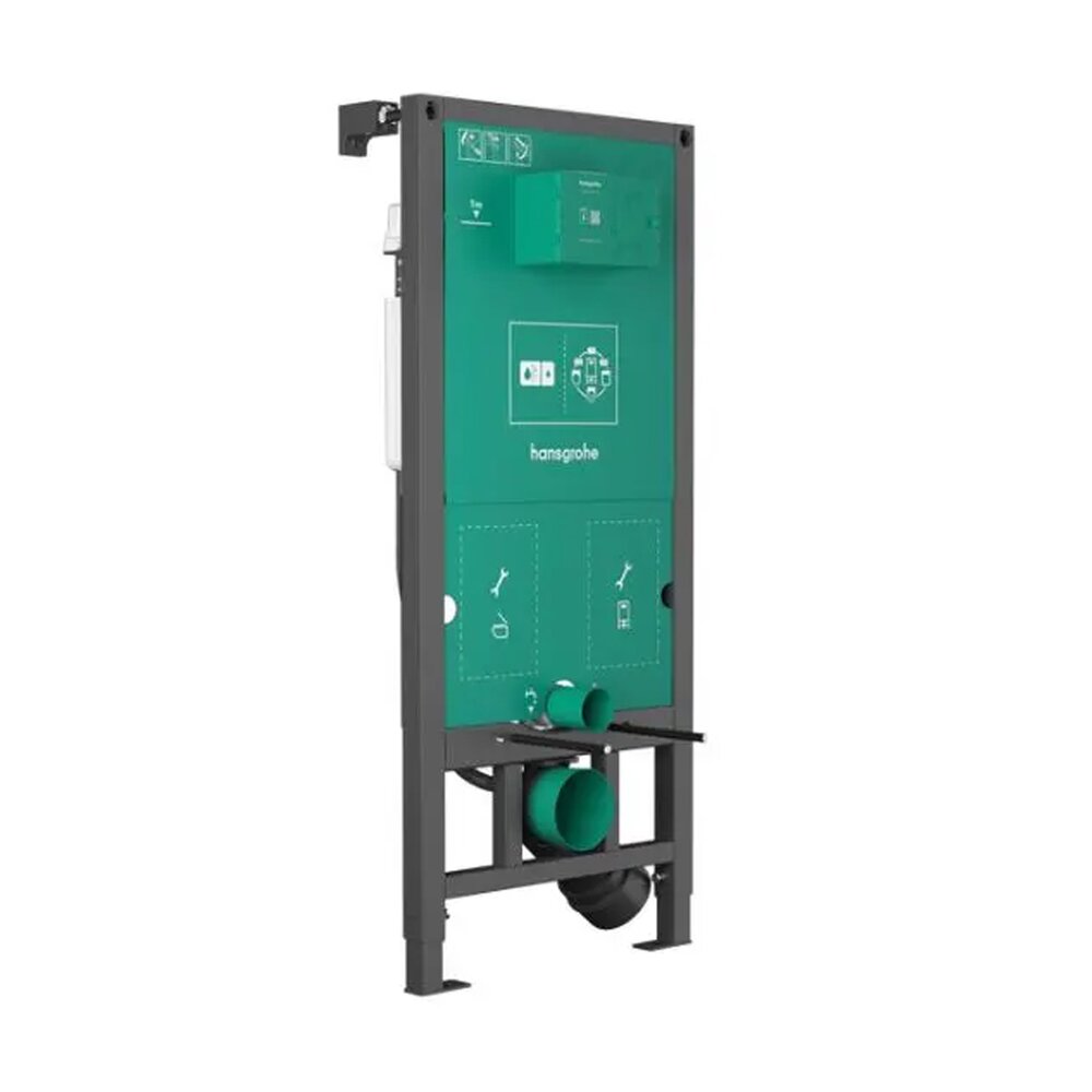 Вградена резервоар Hansgrohe iFrame 112 cm за окачена тоалетна и бутон iFrame Element E черен мат