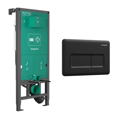 Вграден резервоар Hansgrohe iFrame 112 cm за окачена тоалетна и бутон iFrame Original Q черен мат