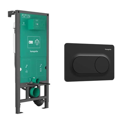 Вграден резервоар Hansgrohe iFrame 112 cm за окачена тоалетна и бутон iFrame Original S матово черен