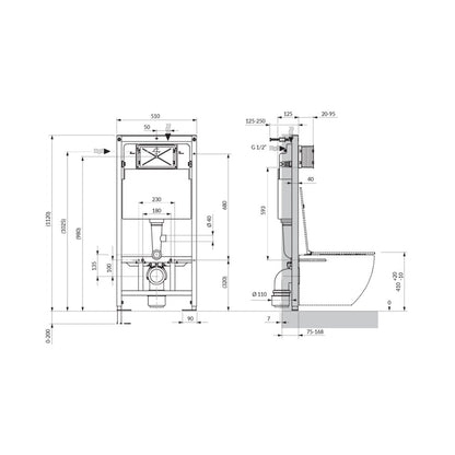 Вградена резервоар Omnires StrongFrame за окачена тоалетна 112 cm