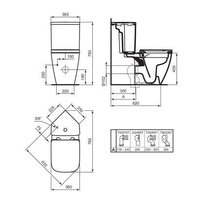 Резервуар за WC Ideal Standard I.life S, захранване отдолу, бял лъскав