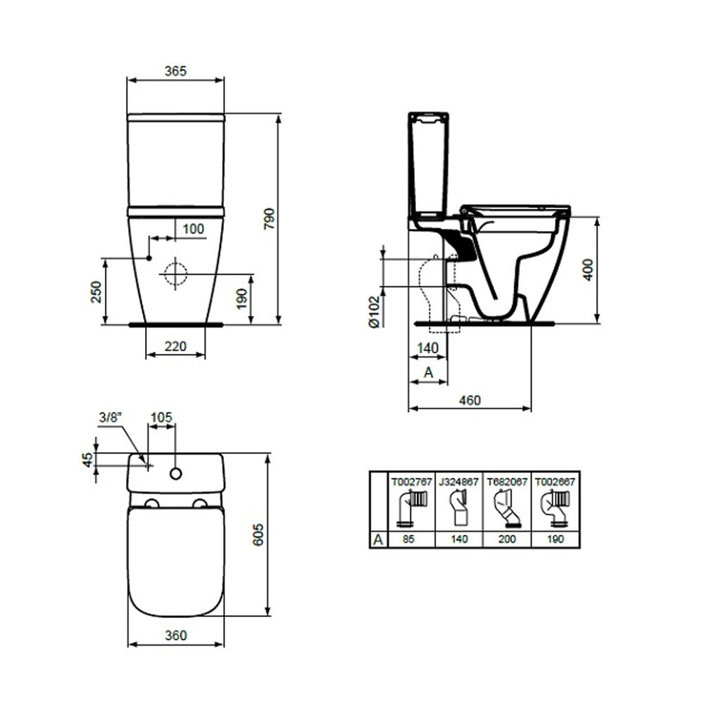 Резервоар за WC Ideal Standard I.life S с долно подаване бял гланц