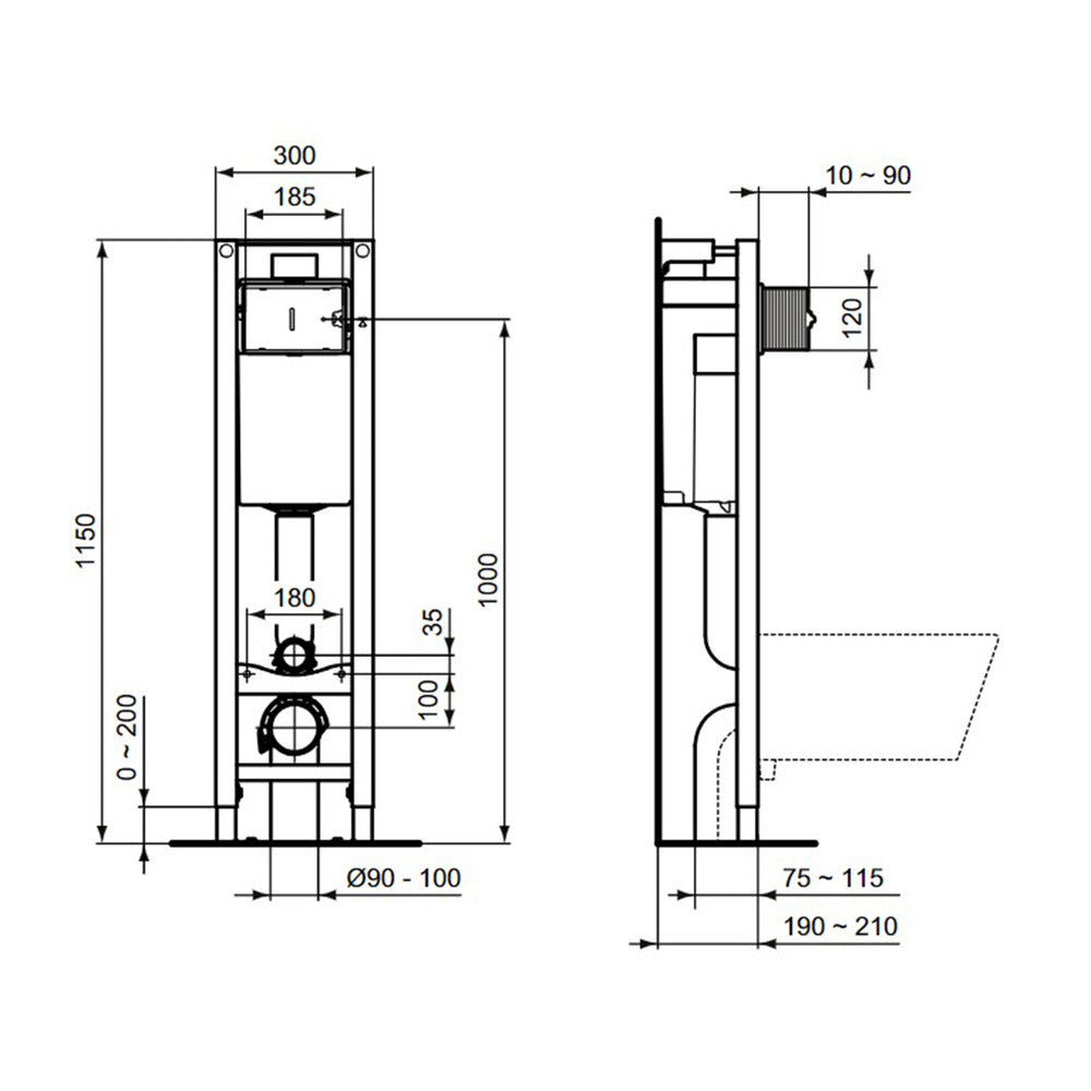 Ideal Standard ProSys Eco M Concealed WC Tank with Metal Frame