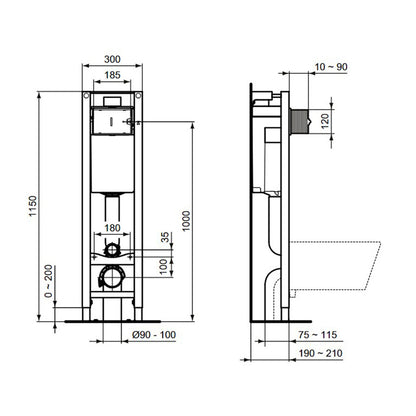 Ideal Standard ProSys Eco M Concealed WC Tank with Metal Frame