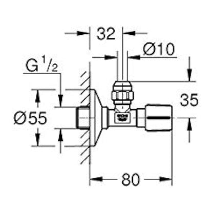 Grohe Corner Faucet 1/2" Supersteel Chrome