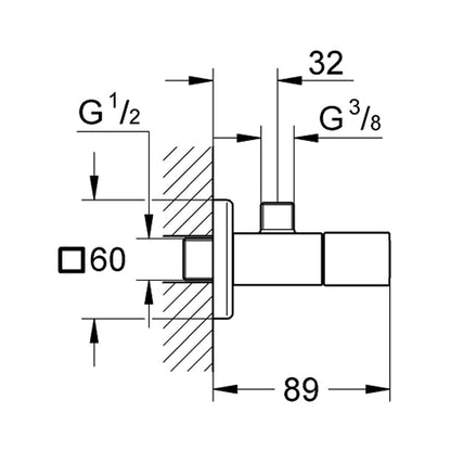 Grohe Eurocube Corner Faucet 1/2" Supersteel