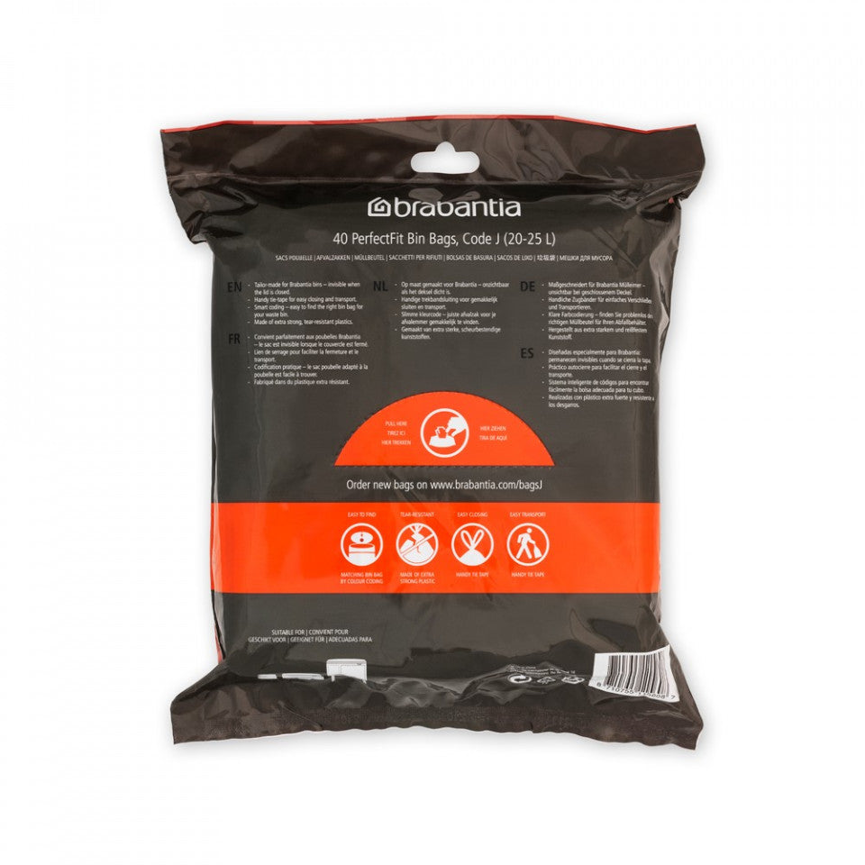 Чанта за боклук Brabantia размер J (NewIcon/Bo), 20-25L, 40 бр., бяла 650543
