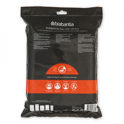 Чанта за боклук Brabantia PerfectFit FlatBack+/Touch размер L, 40-45L, 40 броя, пакет 1005575