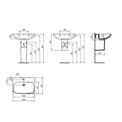 Полупиедестал за умивалник Ideal Standard i.Life A бял